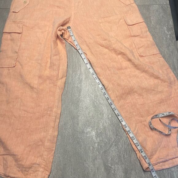 Lauren Ralph Lauren 18W Tangerine 100% Linen Cargo Pockets Beachy Coastal Comfy - Picture 5 of 10